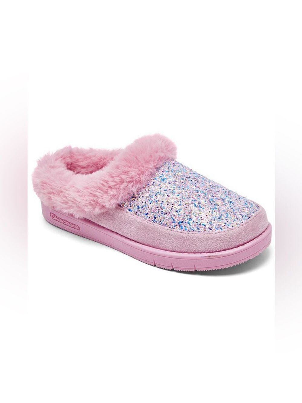 Size 2 Youth Skechers Pink Glitter Kids Slippers